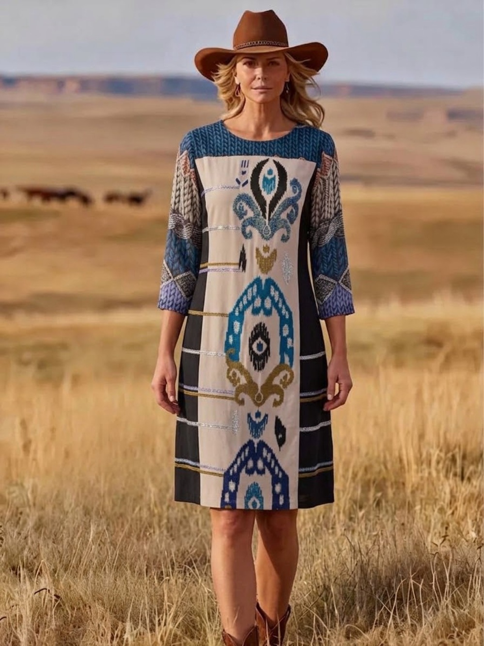 RANNA GILL anthropologie $190 • 17.5” PTP medium • Western Boho Shift Dress 2014